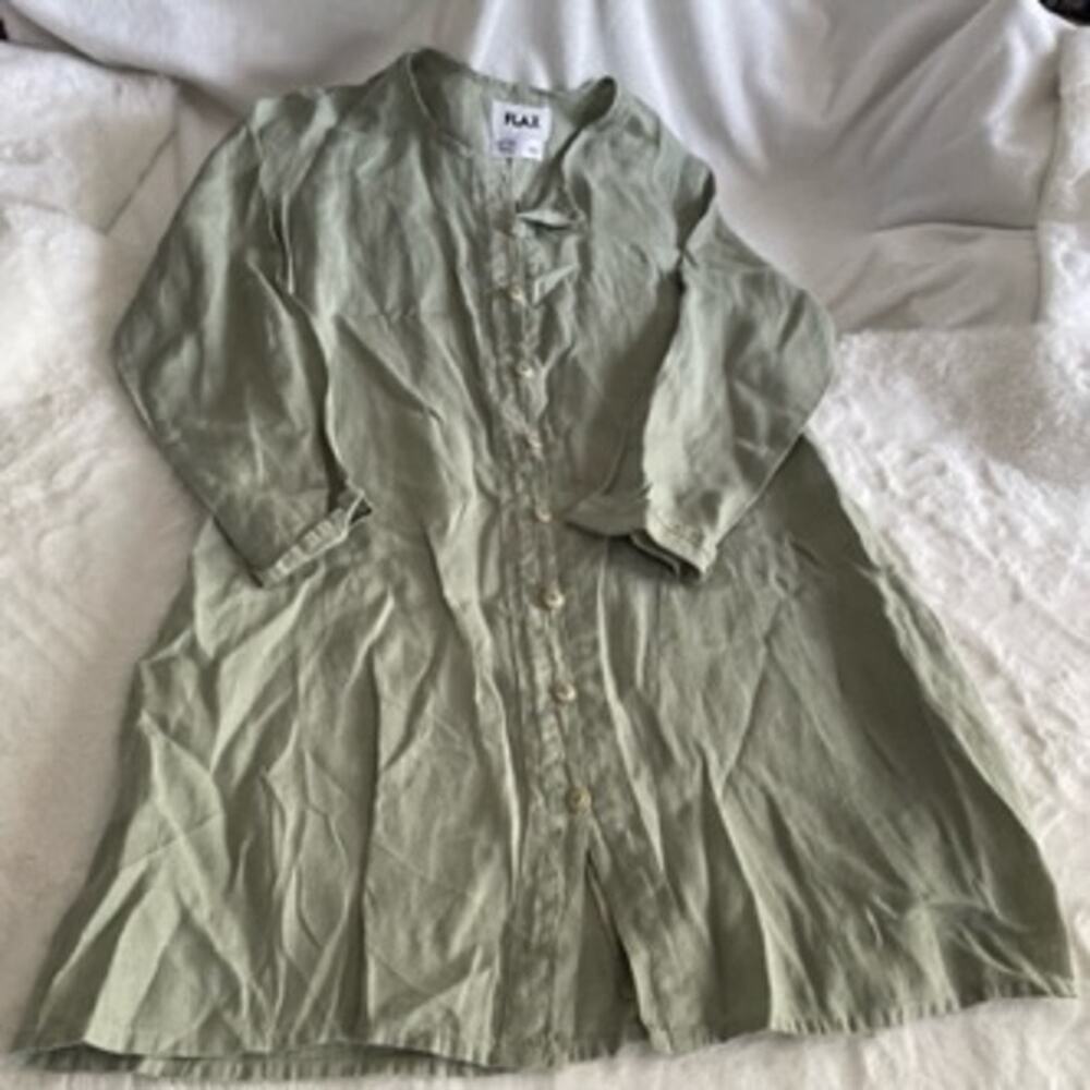 new Flax Linen Long Sleeve Dress size small S